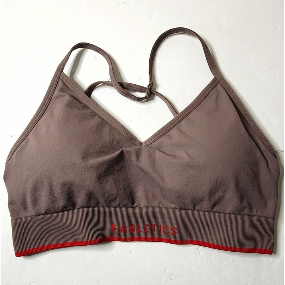 Fabletics Seamless V-neck Low Impact Sports Bra Womens Small Brown Red